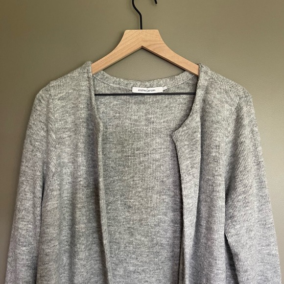 Stitches & Stripes Elaine Open Cardigan Size Large Grey Cream Pink Long Sweater‎ - Picture 3 of 16